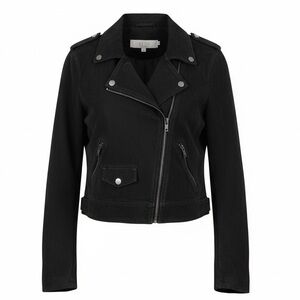 ASTR the label cropped vegan suede black moto jacket